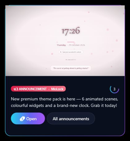 A MoLock announcement card