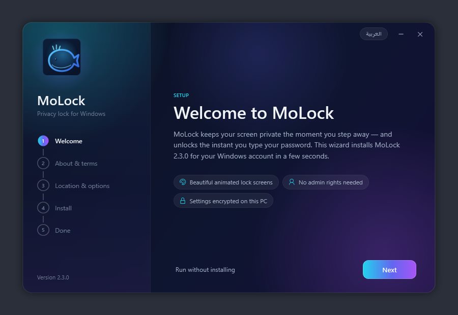 Run MoLock.exe
